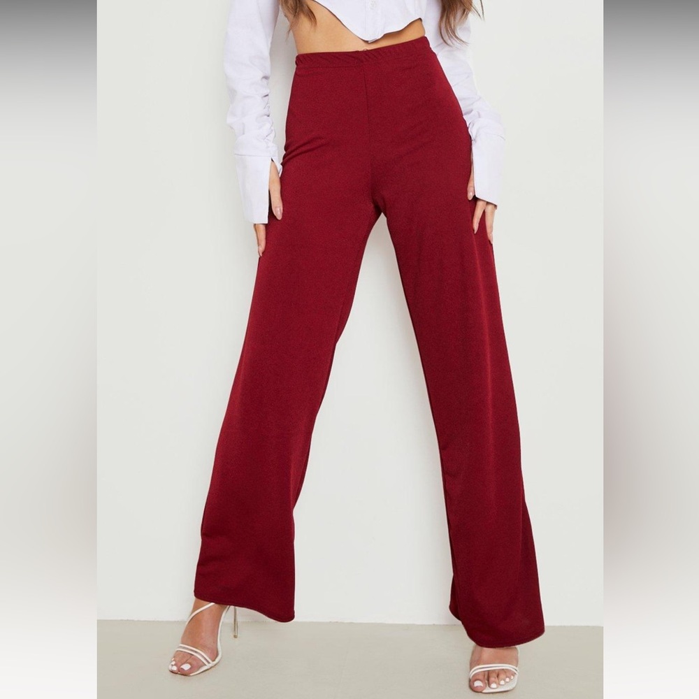 High Waisted, Wide Leg Crepe Pant